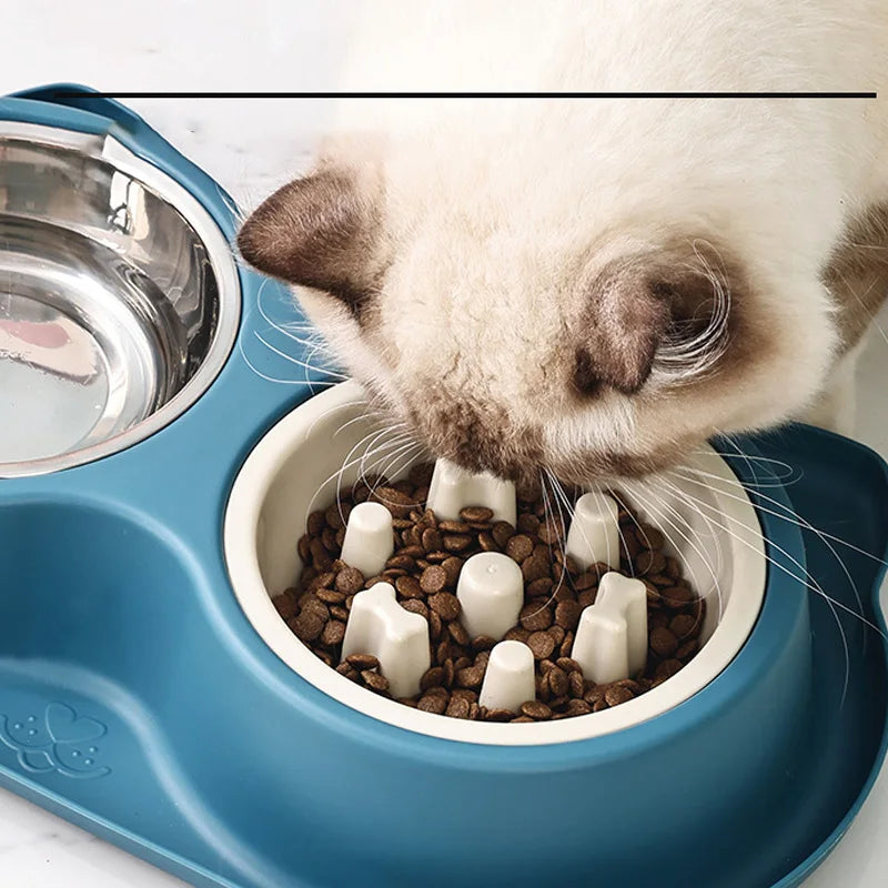 Pet Slow Food Bowl Anti-choking Feeder Stainless Dog Dish Bowl Home Dog Eating Plate Anti-gulping Dog Feeding Pet Supplies