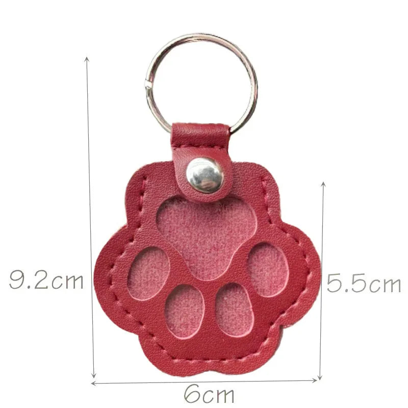 Pet Paw Fur Keepsake Keychain, Cute Fillable Cat Dog Hair Collection Pendant for Bags Keys, Snap Button Gift, 5.5cm with Ring