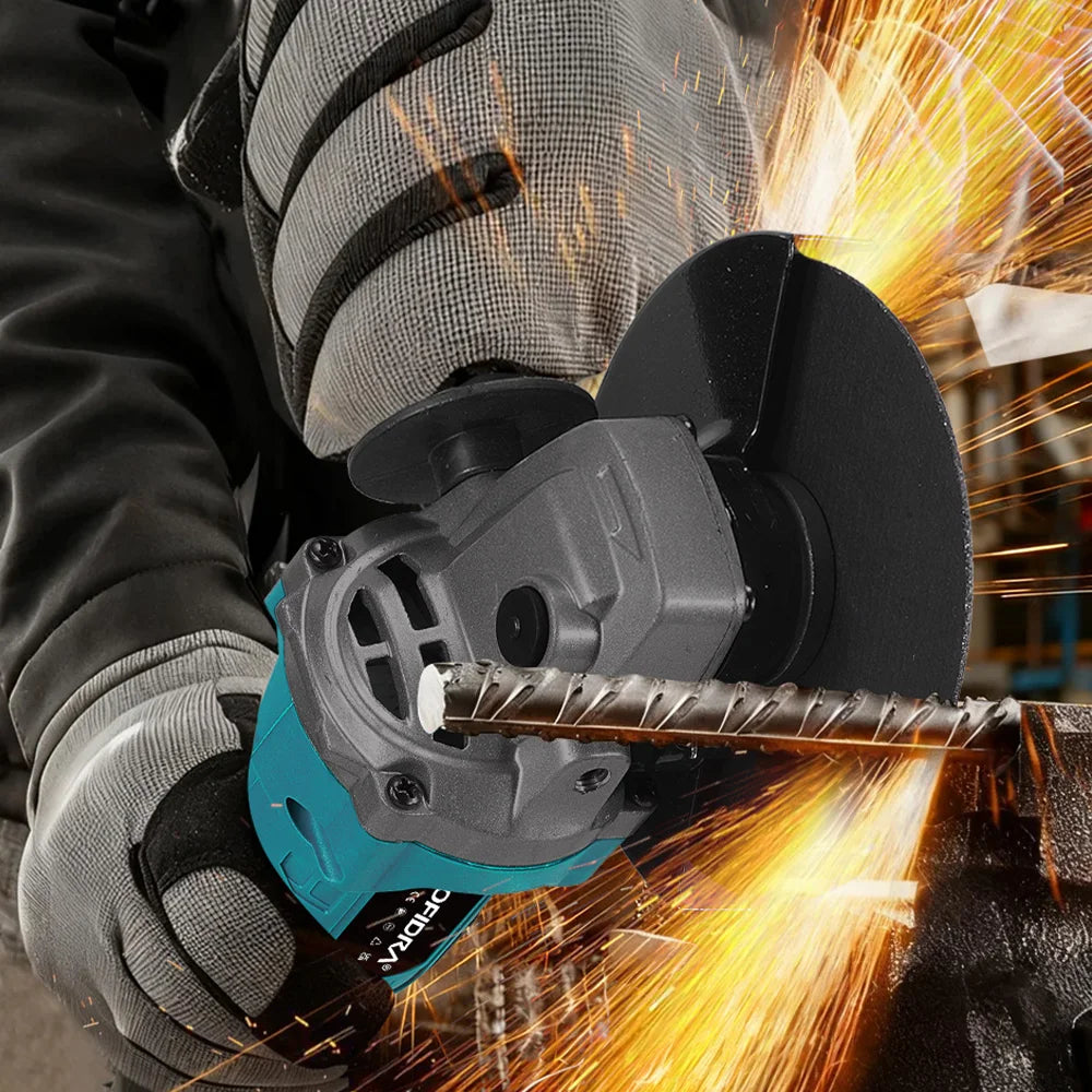 YOFIDRA 125mm 3 Gears Brushless Angle Grinder Cordless Grinding Machine Cutting Woodworking Power Tool For Makita Battery Pin