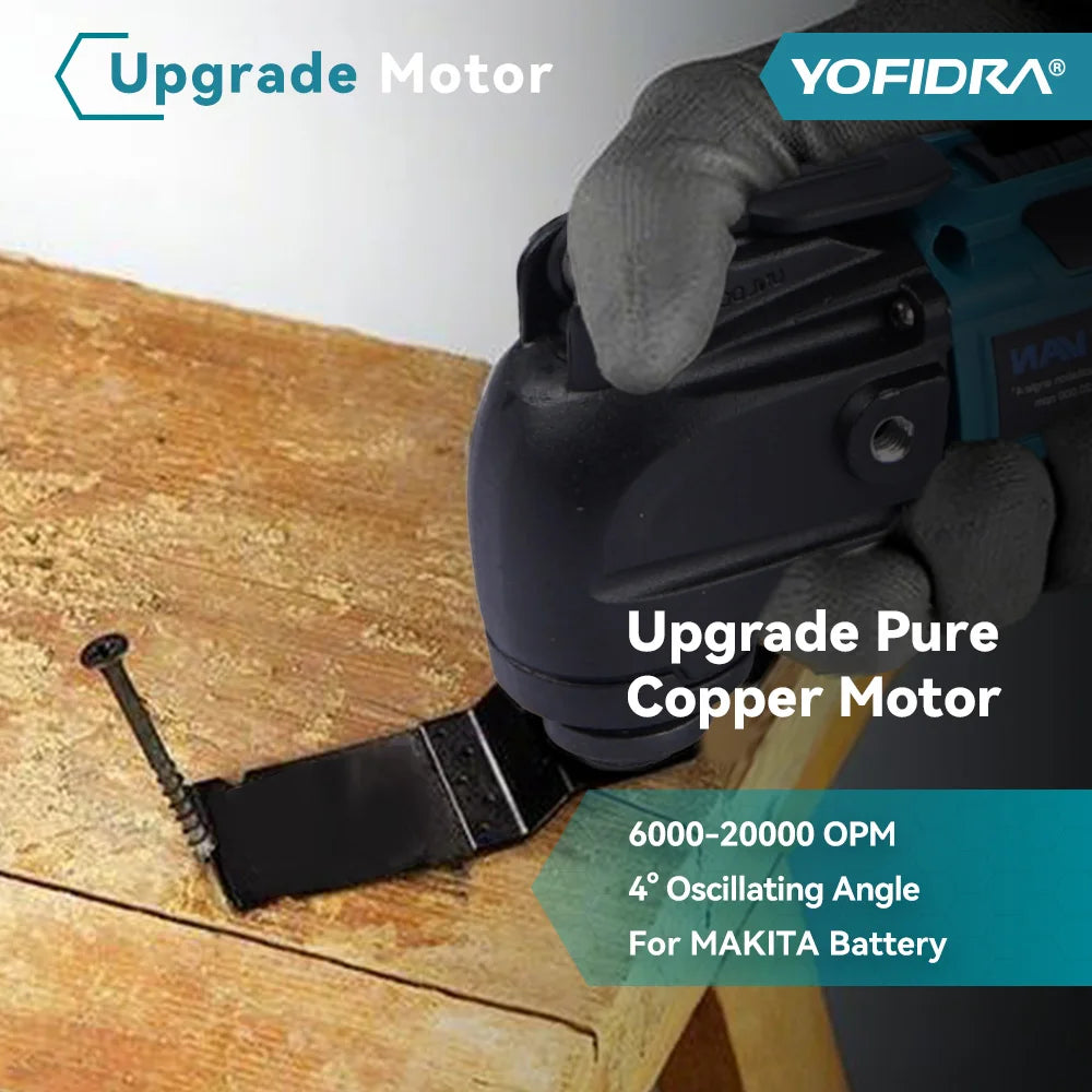 YOFIDRA 6-snelheden draadloze oscillerende multitool variabele multifunctionele elektrische machine met accessoires voor Makita 18V-batterij