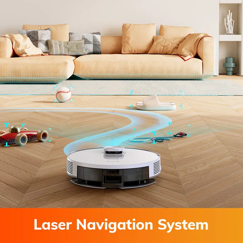 ILIFE V30 Robotstofzuiger, Lasernavigatie, 10000Pa Zuigkracht, tot 150 min. Gebruikstijd, APP-bediening, Aanpasbare reiniging