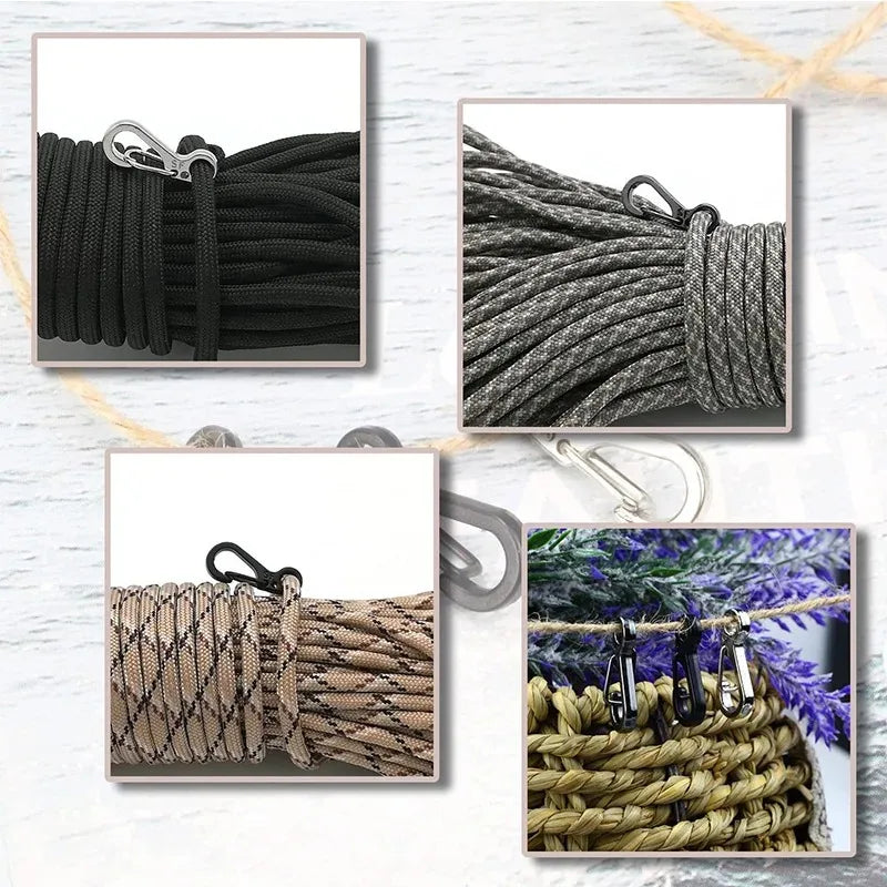 4-10Pcs Mini Spring Carabiners Set Outdoor EDC Keychain Camping Rope Clasps Tactical Survival Hooks Paracord Clips