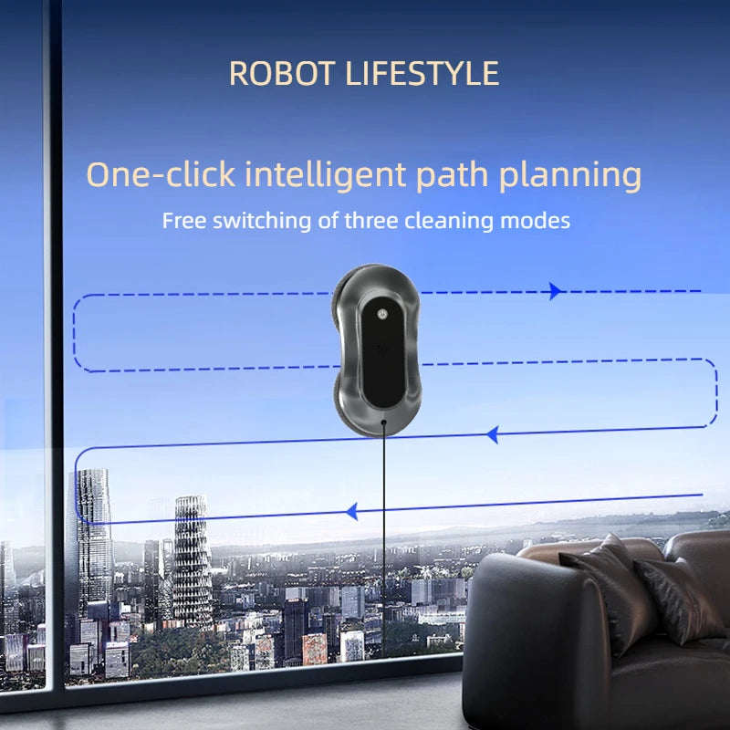 Automatic Window Robot Cleaner Smart Robotic Window Washer High Suction 2800Pa Four Directions Spray Water Remote Control Home A
