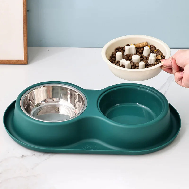 Pet Slow Food Bowl Anti-choking Feeder Stainless Dog Dish Bowl Home Dog Eating Plate Anti-gulping Dog Feeding Pet Supplies