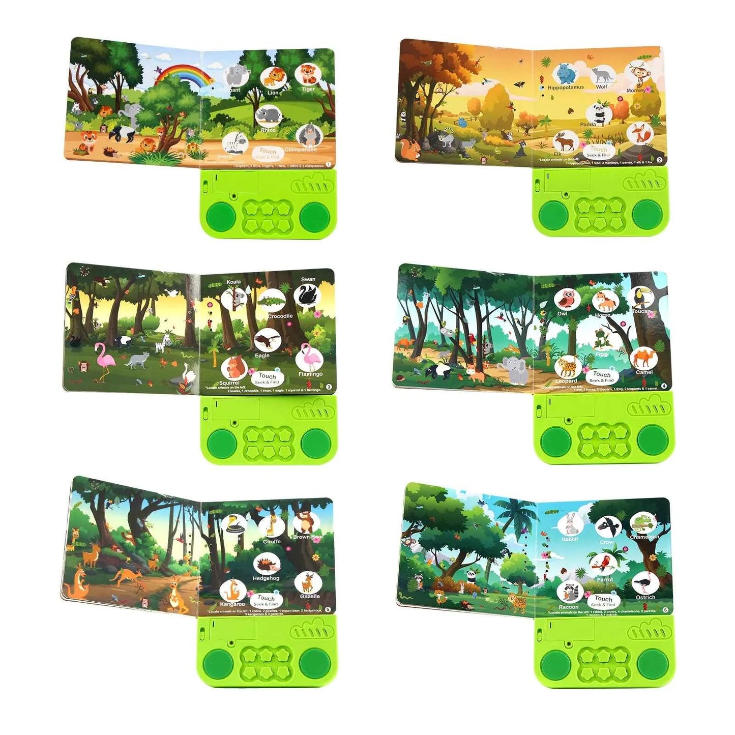 Kids Interactive Audio Books with Melody & Lights - Educational Pre-school Toys with Drum Sounds and Animal Themes