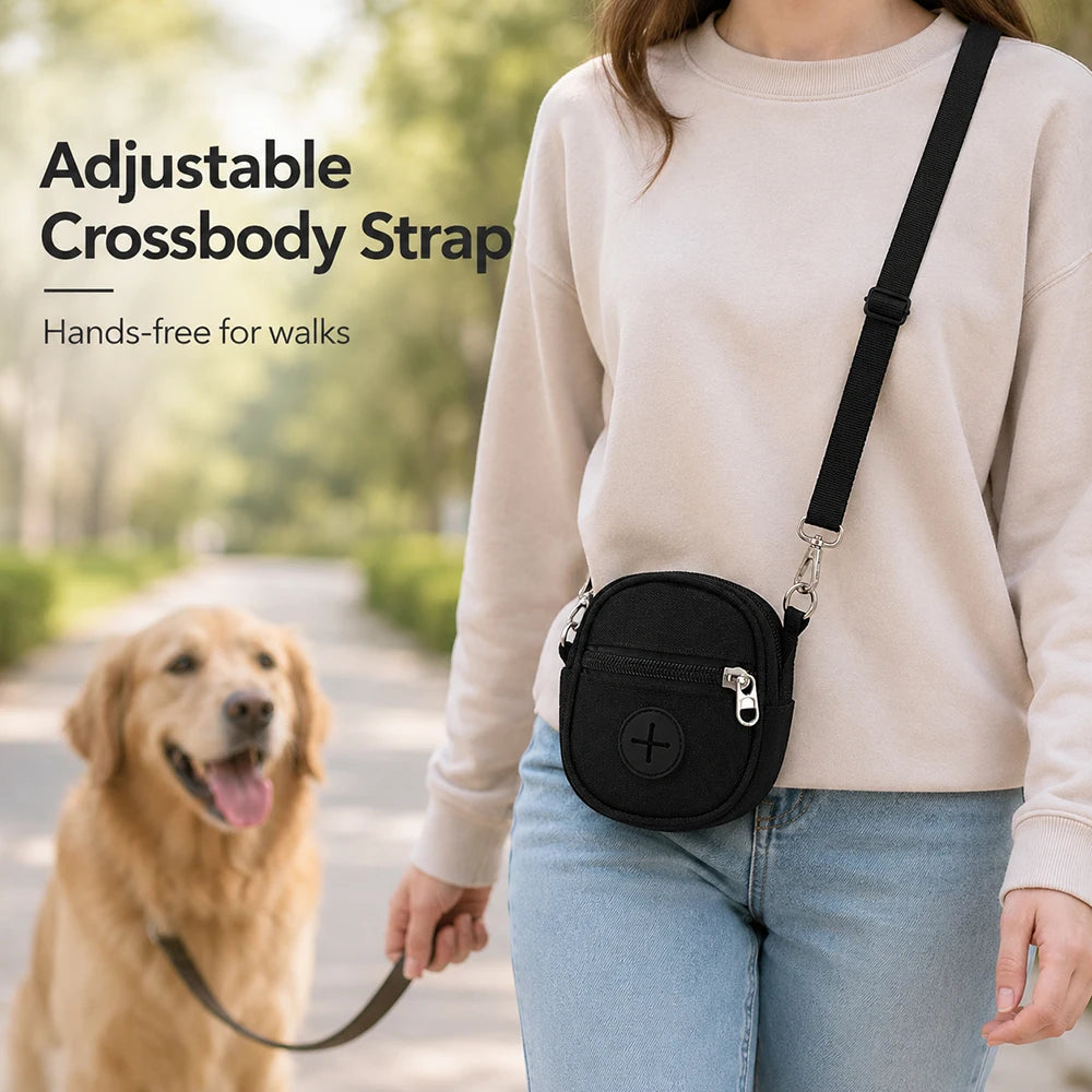 Portable Dog Treat Pouch Oxford Cloth Pet Waste Bag Dispenser Mini Crossbody Training Storage Bag for Walking Travel Outdoor