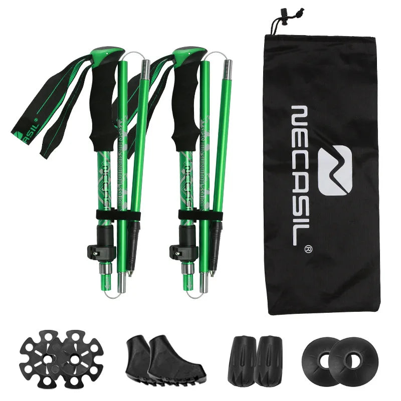 2PCS Ultralight Trekking Poles Set Foldable Telescopic Nordic Walking Sticks Portable Outdoor Gear for Camping And Hiking