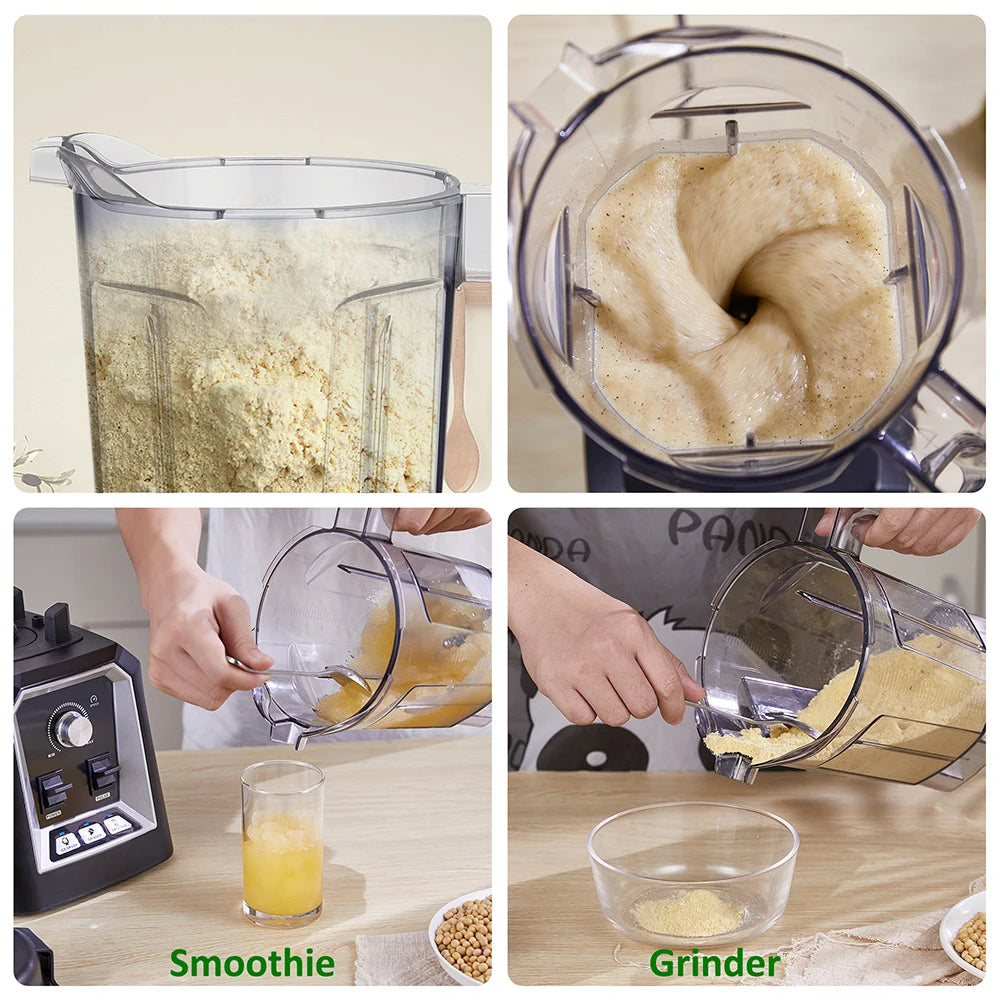 BioloMix Professionele Keukenblender Automatisch Programma 2L Laag Profiel BPA-vrij Smoothie Sapcentrifuge Ijsvergruizer Voedselmixer