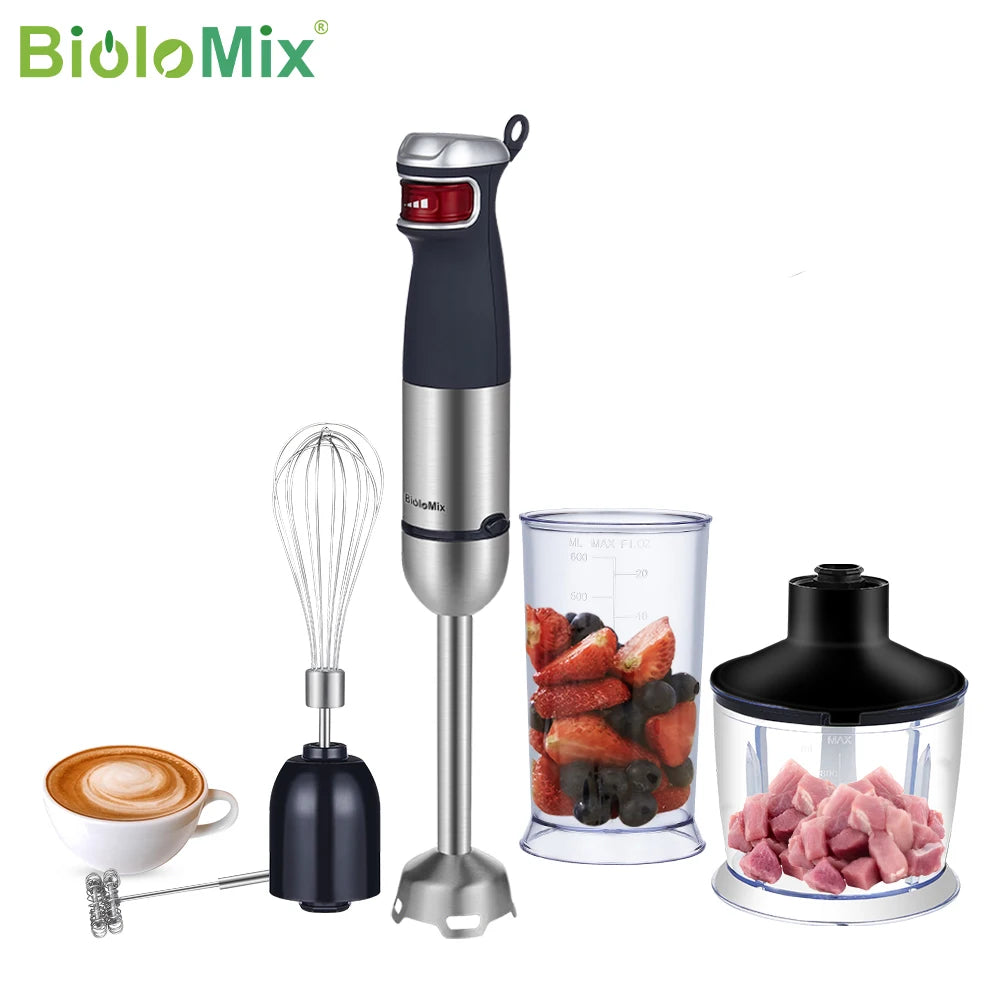Biolomix 5 in 1 Multifunctional Electric Hand Blender Immersion Handheld Mixer Food Processor Chopper Beater Frother