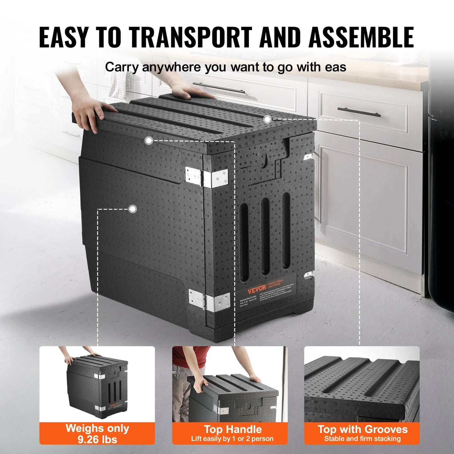 SucceBuy 82Qt Food Pan Carrier Insulated Portable Dishbox Stackable Food Warmer  for Restaurant, Canteen