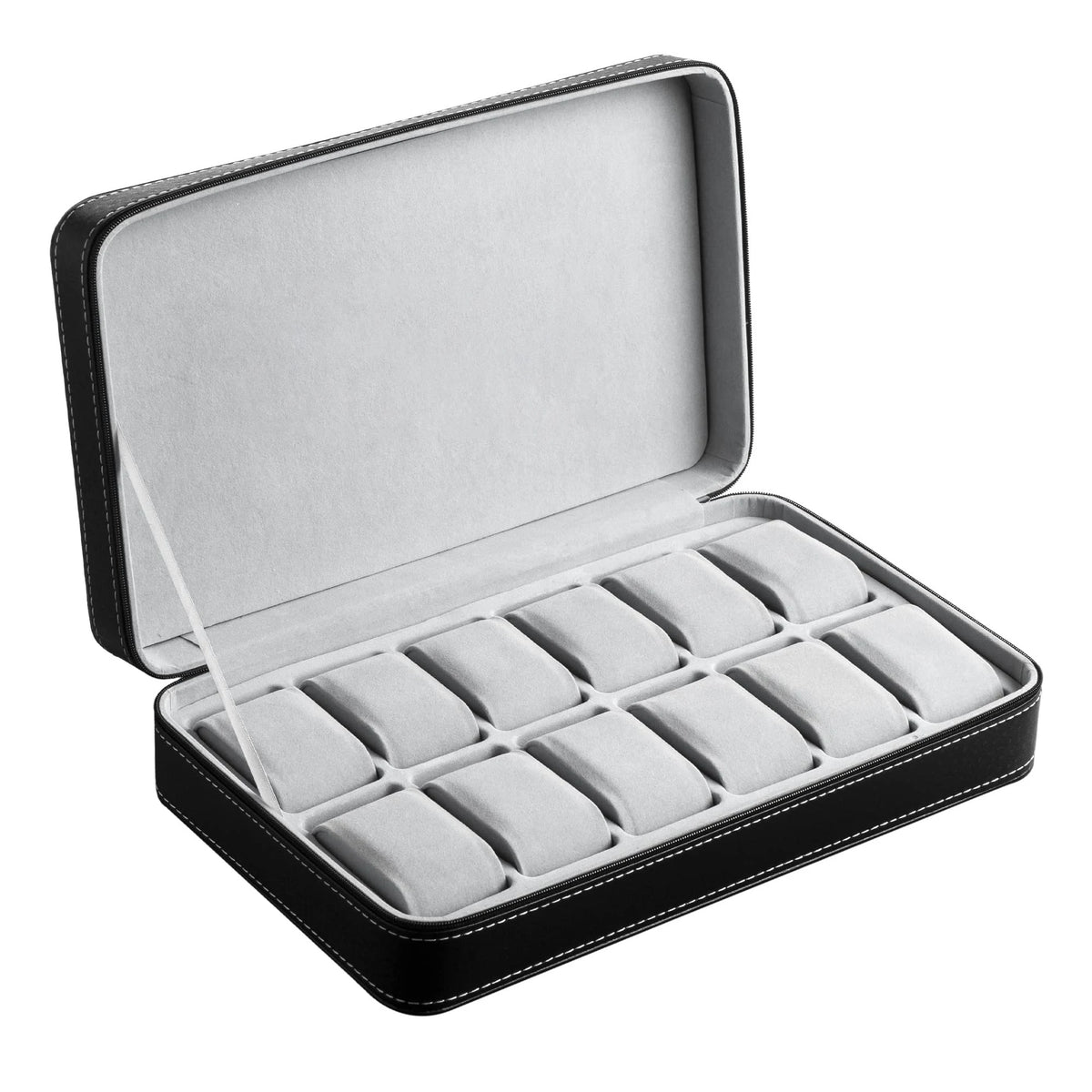 12/10/6 Slot Watch Organizer Box, Zippered Travel Case Luxury PU Leather Watch Storage Box,  Watch Collection Display Holder