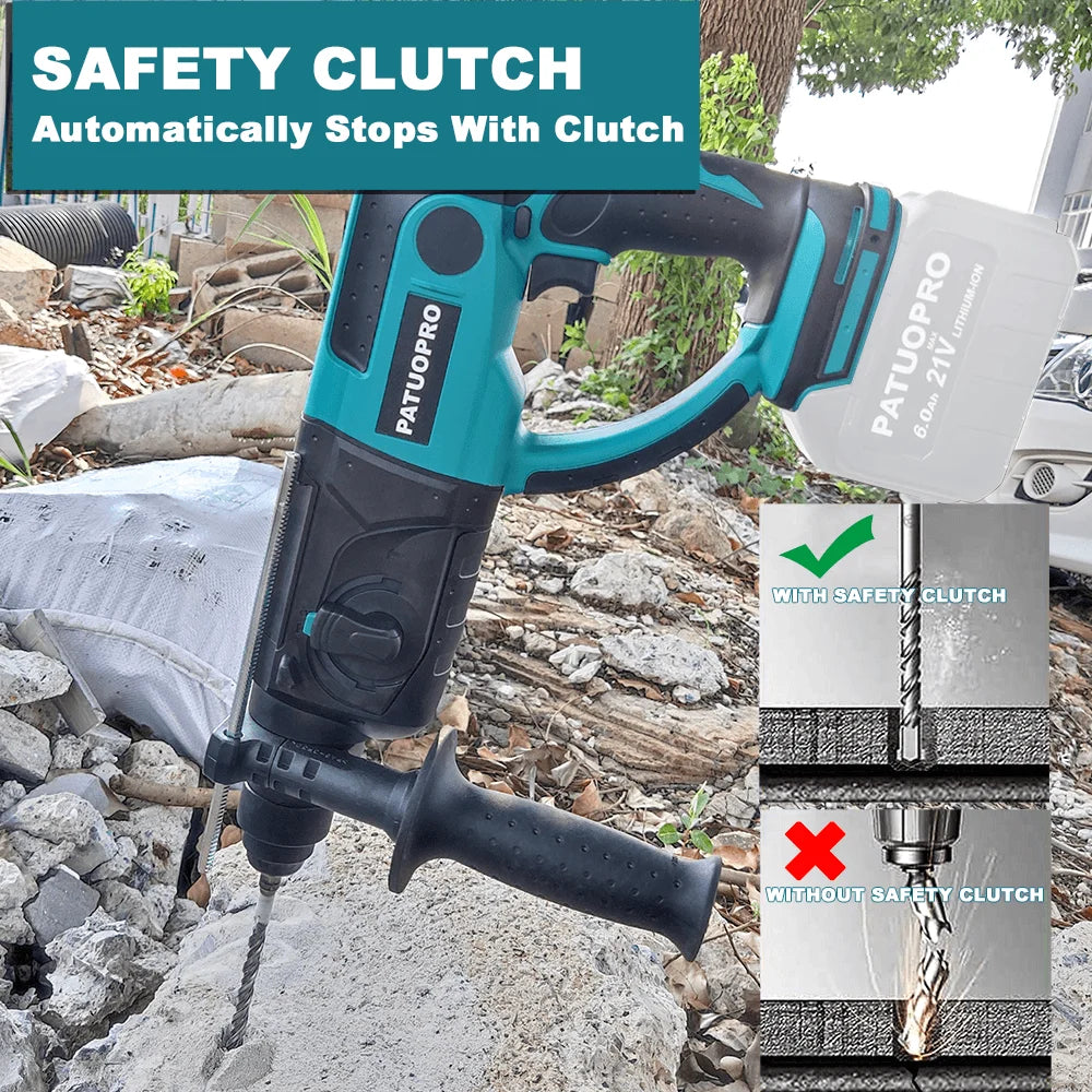 3 Functions Cordless Electric Rotary Hammer – Rechargeable 28MM Hammer Drill Power Tool for Makita 18V Battery - Quality Shopping Centre