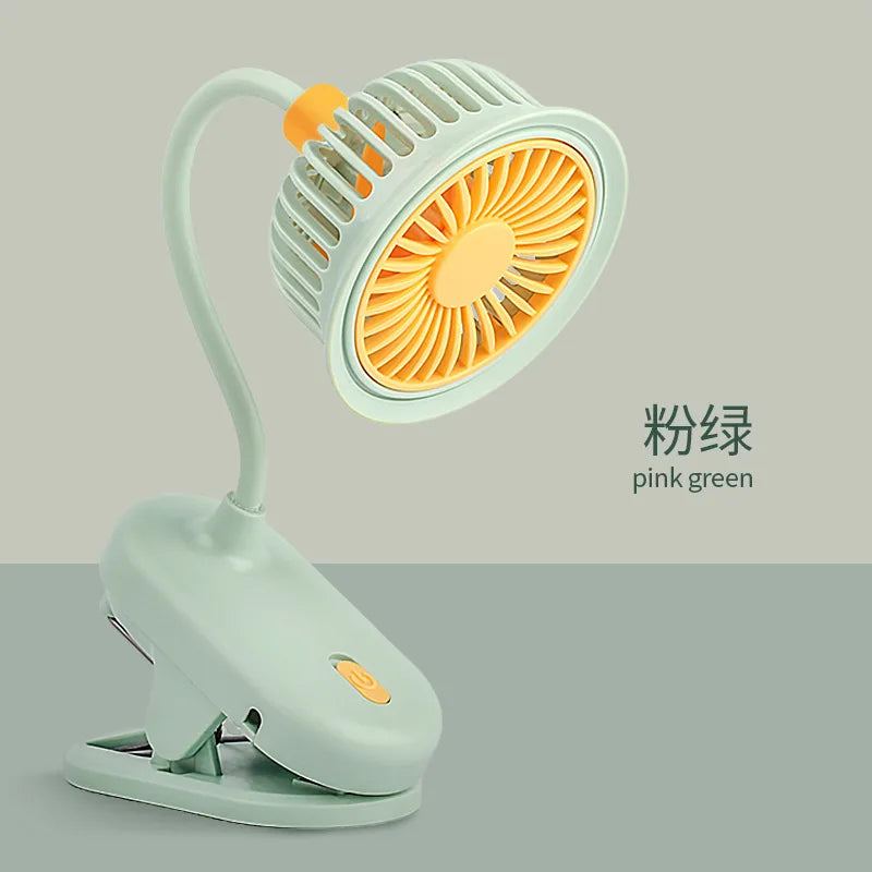 Lenovo USB oplaadbare clip-on kleine ventilator, 360° verstelbare mini-ventilator op batterijen, krachtige wind, flexibele nek, stille desktopventilator