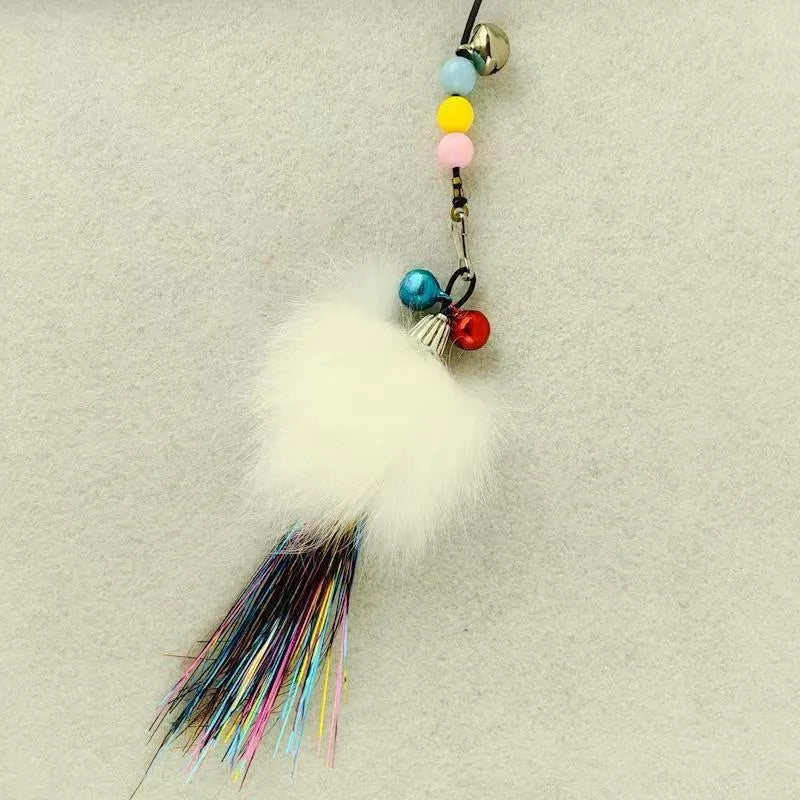 Lot de 3/5 têtes de rechange en peluche imitation poils de lapin pour jouet canne à chat