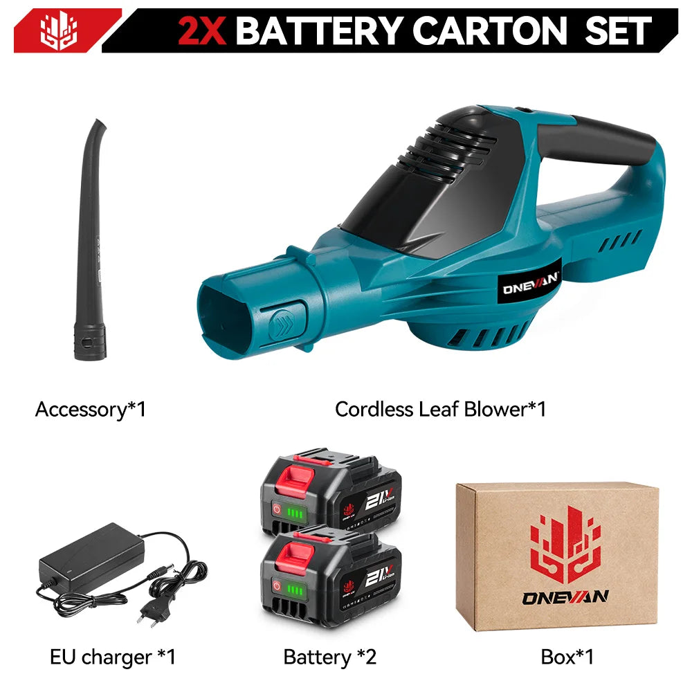 ONEVAN 5500W Borstelloze Elektrische Bladblazer Snoerloze Bladblazer Bladeren Sneeuw Stof Reinigingsgereedschap Geschikt voor Makita 18V Accu's