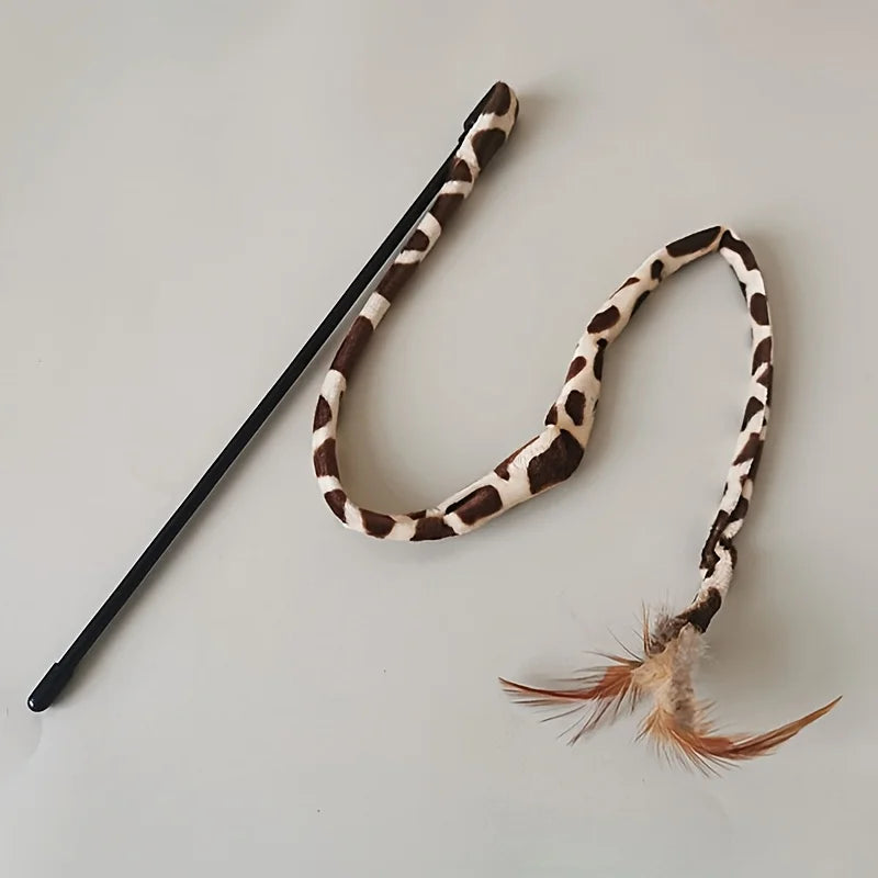 2PCs Cat Teaser Wand Toy Interactive Cat Stick toys with Artificial Feather Funny Kitten Playing Toys  Cat Accessories