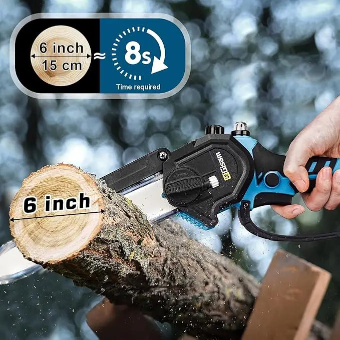 Gisam 8'' Brushless Mini Chainsaw Cordless Electric Saw Rechargeable Woodworking Garden Pruning Saw for Makita 18V Battery Pin