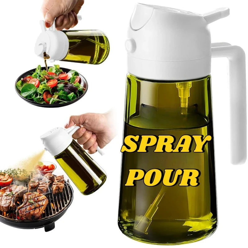 Oil Sprayer for Cooking Oil Spray Bottle 2-in-1 Olive Oil Dispenser Sprayer Kitchen Items and Accessories Camping Tool Spice Jar