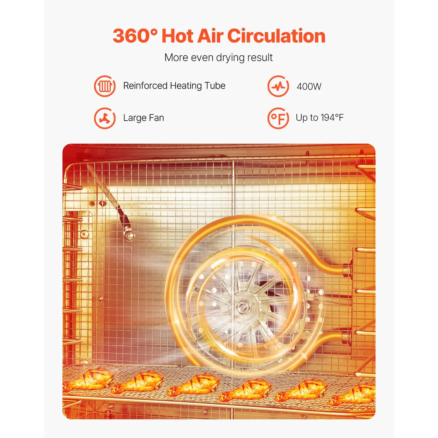 SucceBuy Food Dehydrator Machine 6 8 Stainless Steel Tray 400W Electric Food Dryer with Adjustable Temperature & 24-Hour Timer