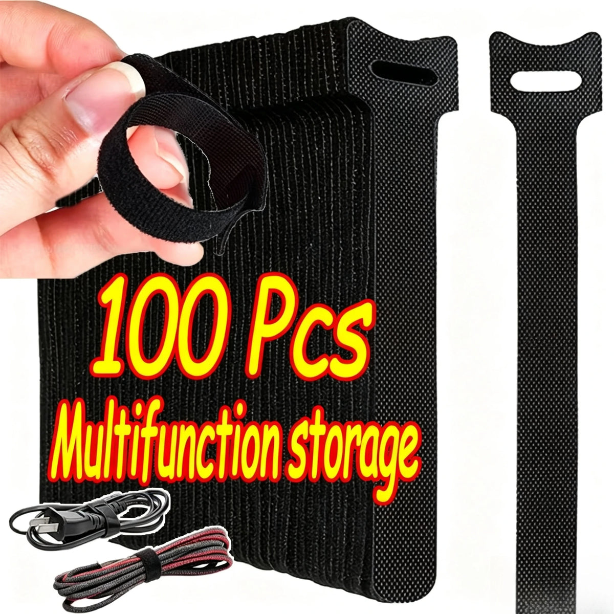 Cable Ties Reusable Flanges Straps Reusable Cable Ties Cable Plastic Flanges Nylon Hook Loop Straps Wrap Zip Black