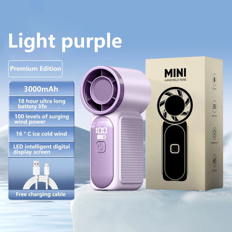 Lenovo Portable Handheld Mini Fan 5 Speed Adjust Type C Rechargeable Fan Digital Display Desktop Fan Outdoor