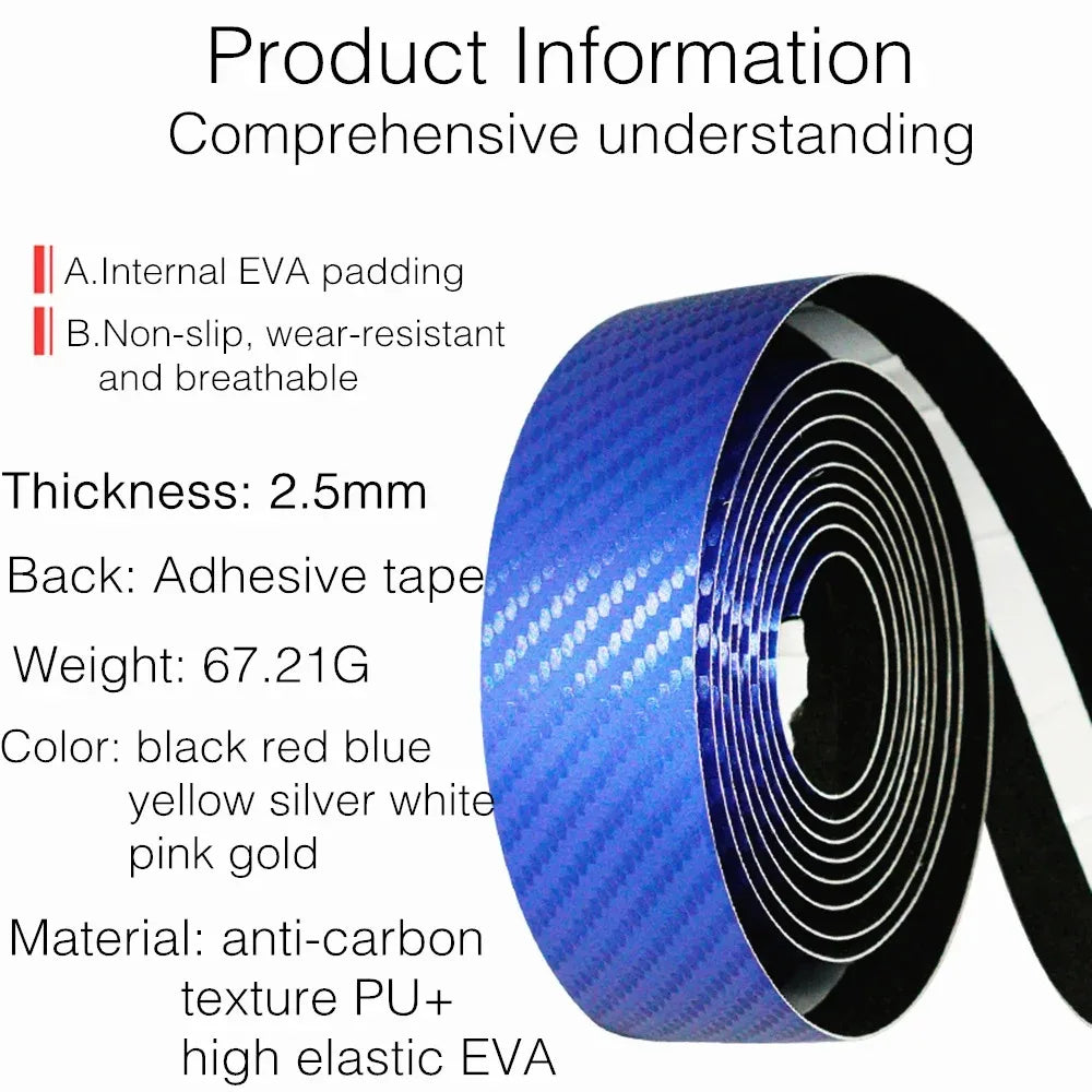 Anti-Vibration Handlebar Tape Carbon Reflective Non-Slip Braid Breathable Road Bike Racing Bicycle PU EVA Handlebar Wrap Cycling