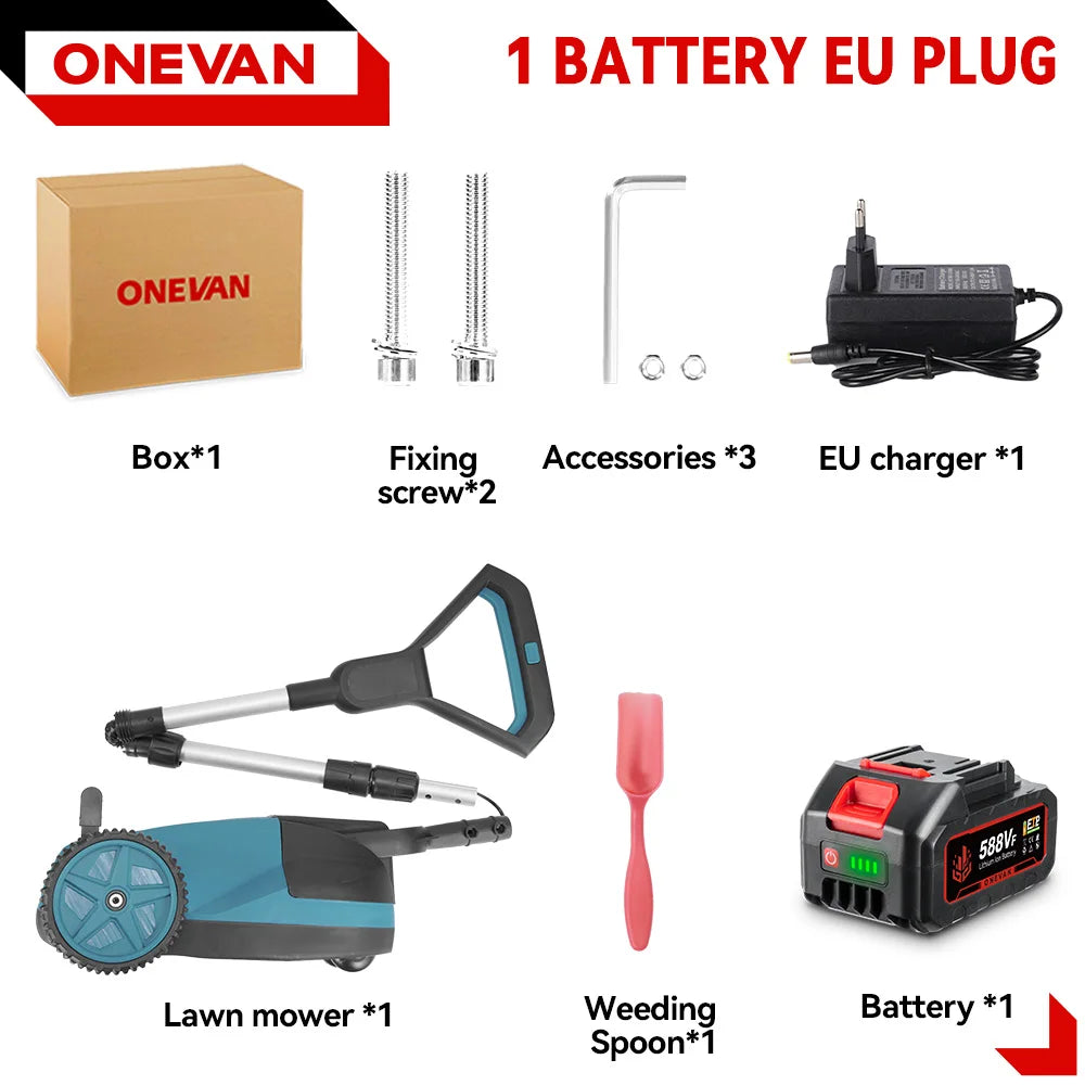 ONEVAN 36000RPM Brushless Electric Lawn Mower Cordless Grass Trimmer 3 Height Adjustment Garden Tools For Makita 18V Battery Pin