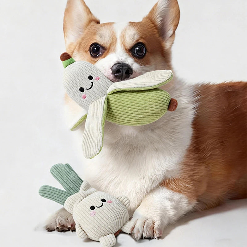 Plush Pet Dog Toy Cute Banana Shape Dog Squeak Toys Interactive Puppy Toys for Small Medium Dogs Bite Resistant Dog Toy