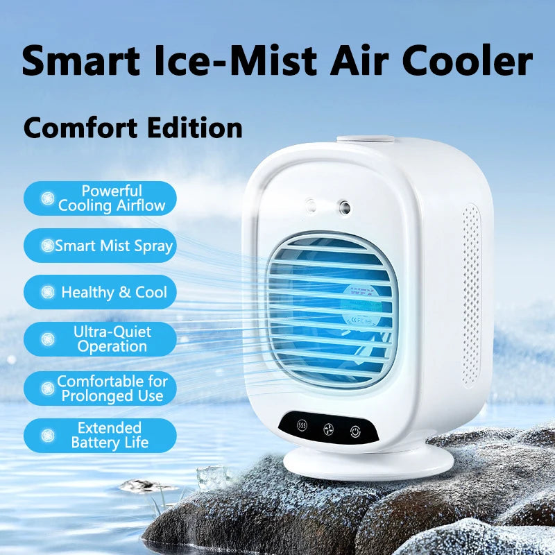 Lenovo Car Portable Small Air Conditioner Spray Fan Office Desktop Usb Charging Small Air Cooler Dormitory 3-gear Regulating Fan