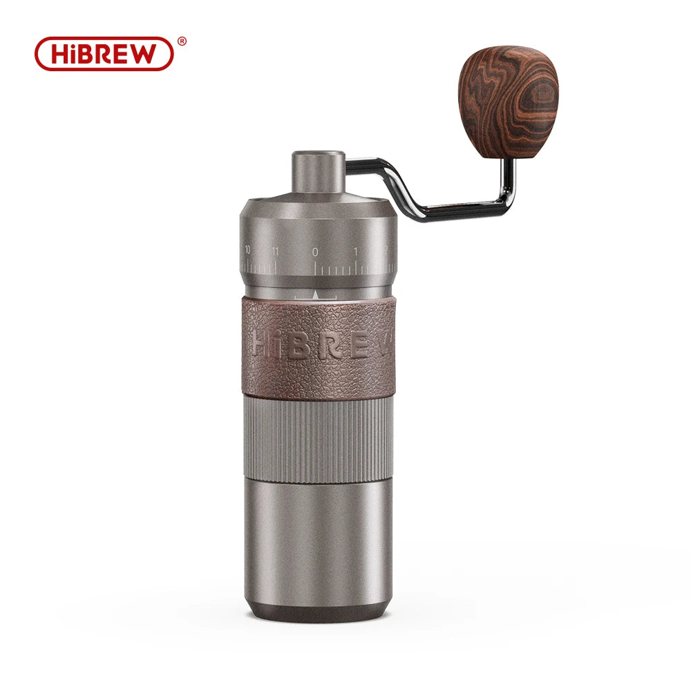 HiBREW Moulin à Café Manuel en Aluminium avec Meule Conique, Capacité 22g, Moulin à Café Manuel avec 11 Niveaux de Réglage pour Cafetière à Filtre