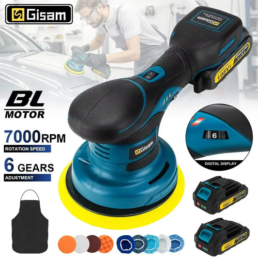 Gisam Brushelss Car Polisher 6 Gears Cordless Electric Polishing Machine Metal Waxing Wood Grinding For Maktita 18v Battery Pin