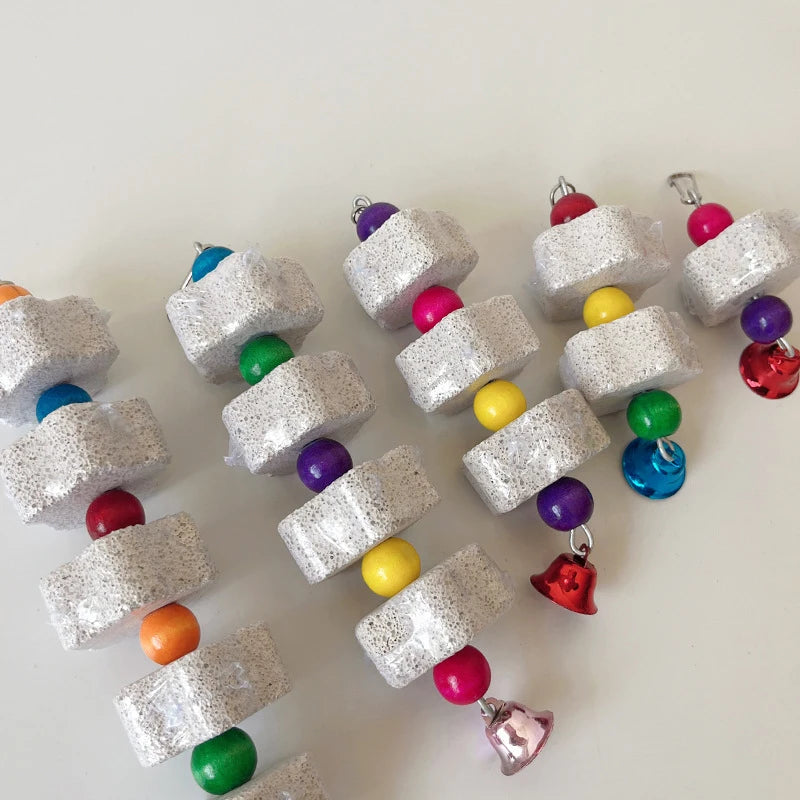 Natural Mineral Teeth Molar Stone Pet Hanging String Molars Toys for Guinea Pig Hamster Rabbit Teeth Grinding Stone