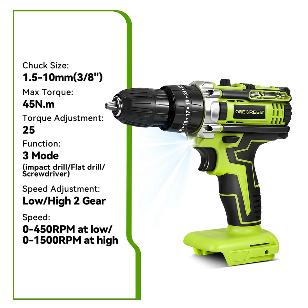 Perceuse électrique sans fil 45N.m 10MM 35+3 couples, visseuse électrique, perceuse à percussion, outil électroportatif 2 vitesses pour batterie Makita 21V