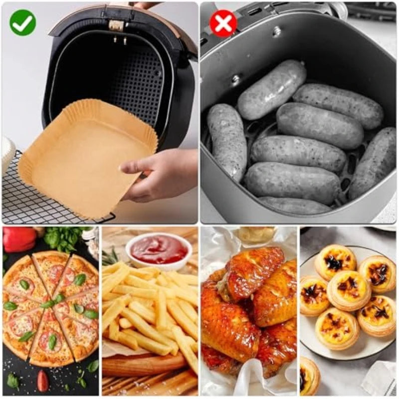 Air Fryer Paper Disposable Air Fryer Liners Paper Baking Paper Barbecue Plate NonStick Mat Kitchen Oven Oil AbsorbingPaper Tool