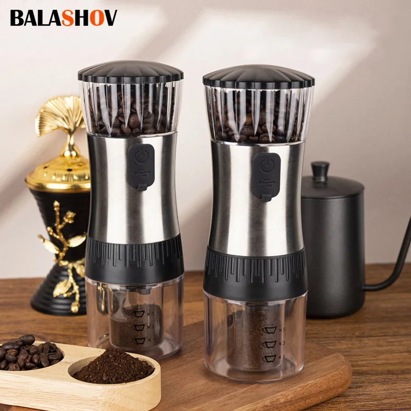Electric Burr Coffee Grinder Adjustable Burr Mill Conical Coffee Bean Grinding with USB Charge Ceramic Grinding Coffee Beans