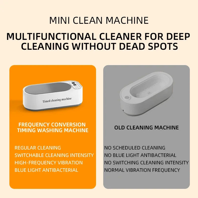 2026 Ultrasonic Glasses Cleaner 50KHz Contact Lens Cleaner Household Timer Jewelry Toothbrush Cleaner Brush Dentures New