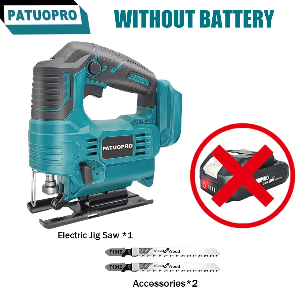 Koolborstelloze elektrische decoupeerzaag, snelle zaagbladwissel, verstelbaar, voor houtbewerking, snoerloos, 4 variabele snelheden, 65 mm, elektrisch gereedschap voor Makita 18V-accu