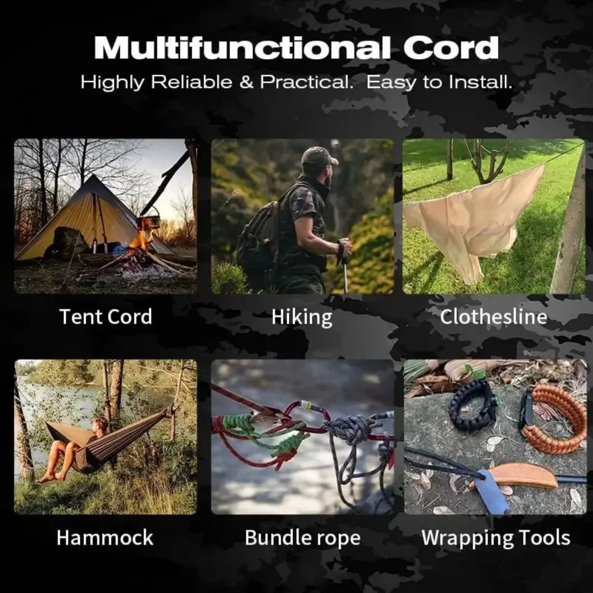 9 Strand 4mm Military Paracord 650 LB Outdoor Survival Tactical Parachute Cord 50m/100m for Camping Weaving Rope
