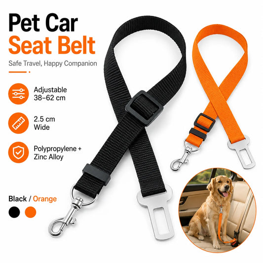 Dog Car Seat Belt Leash Adjustable Pet Safety Tether Nylon Webbing with Metal Buckle for Vehicle Travel Small Large Dogs Pets