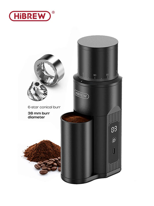 HiBREW G5 Mini Electric Burr Coffee Grinder Portable Rechargeable Cordless Adjustable Bean Mill for Espresso, Pour Over, Camping