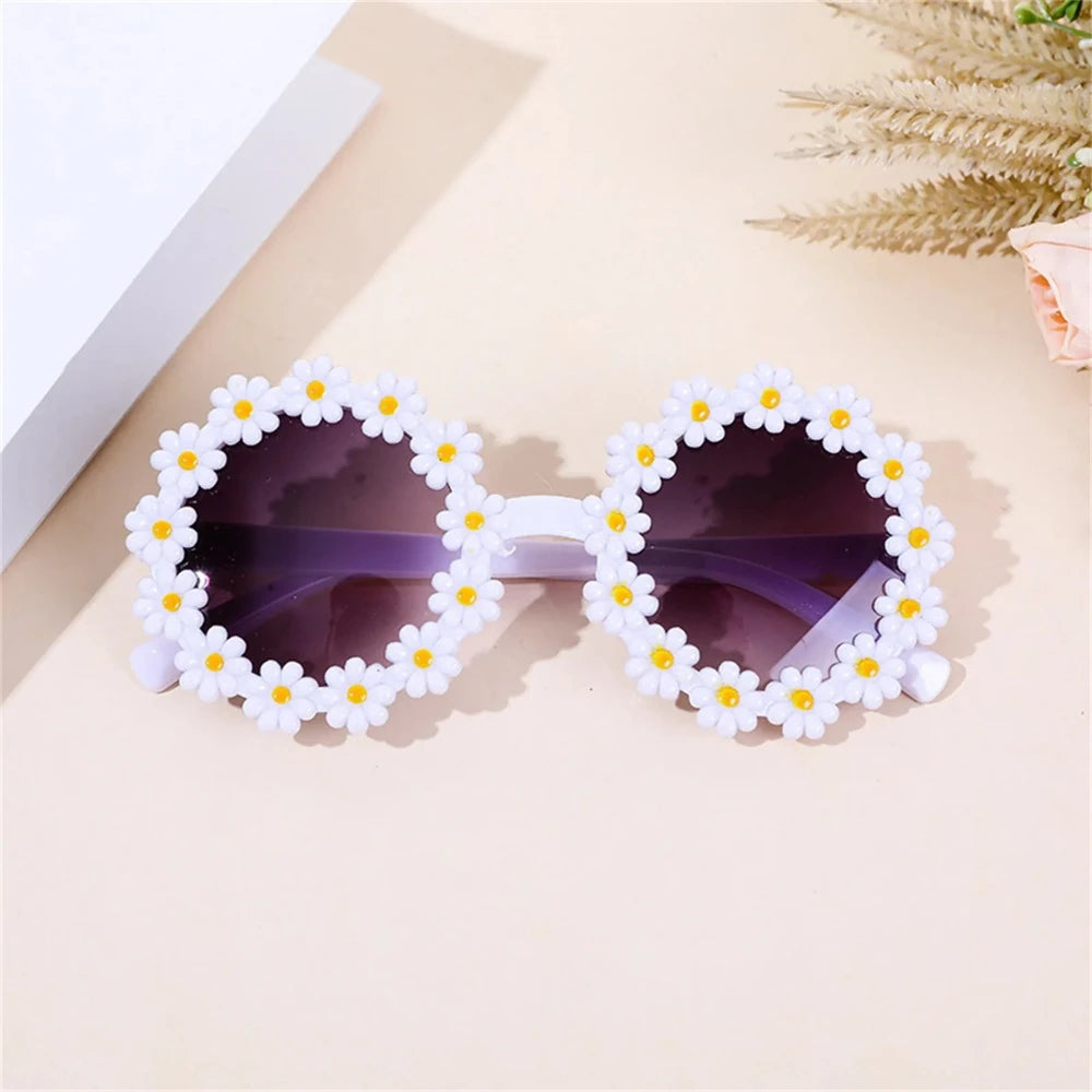 Accessoires pour animaux : lunettes de soleil rondes à fleurs, accessoires de déguisement pour photos pour chats, petits chiens et laisse en paracorde