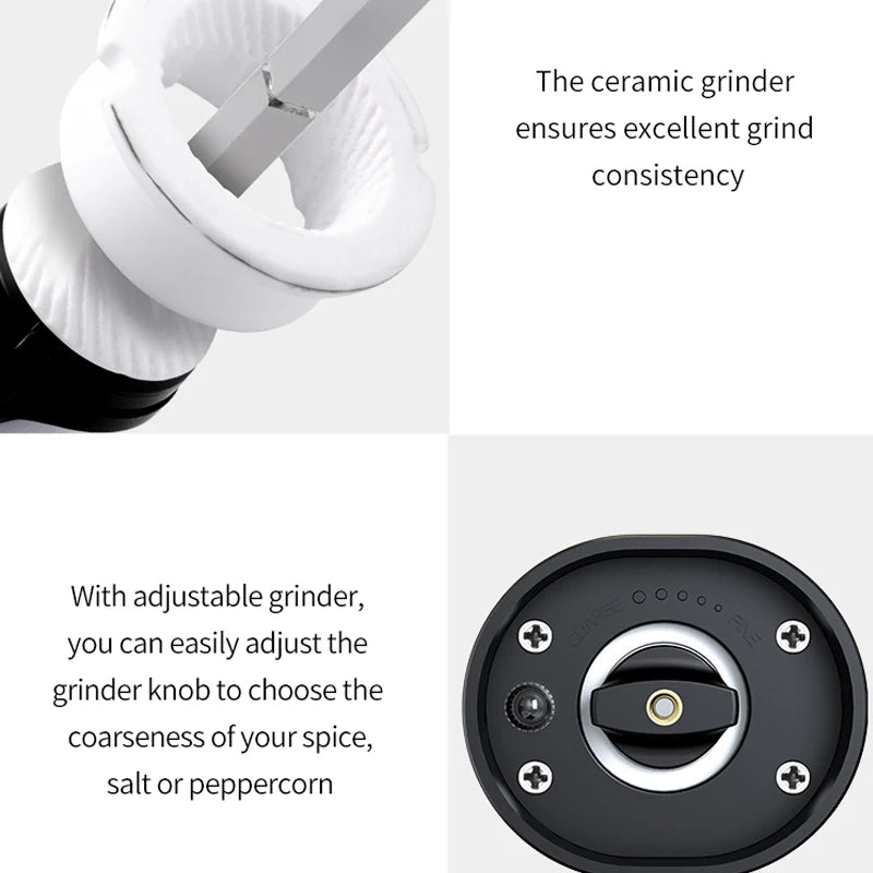 Automatic Electric Pepper Grinder Mill Pepper Salt Grinder Adjustable Coarseness Machine Pasta Ingredients Tools for Cooking