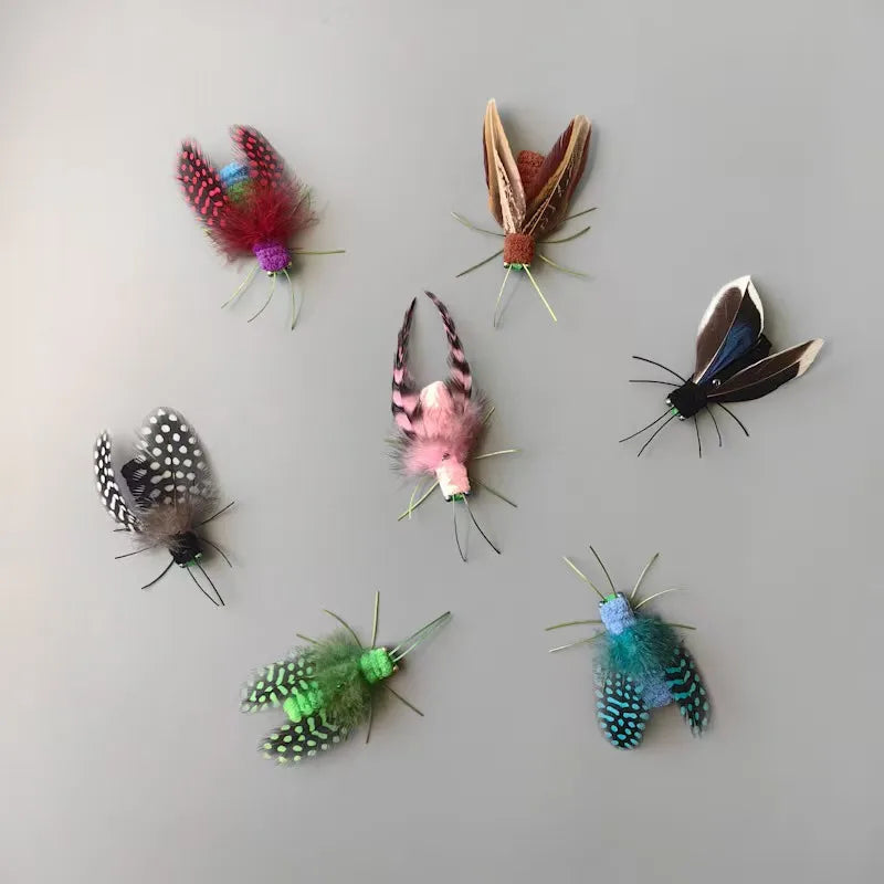 Lot de 2/3 têtes de rechange pour jouet pour chat, imitation insecte à plumes, jouet interactif pour chaton