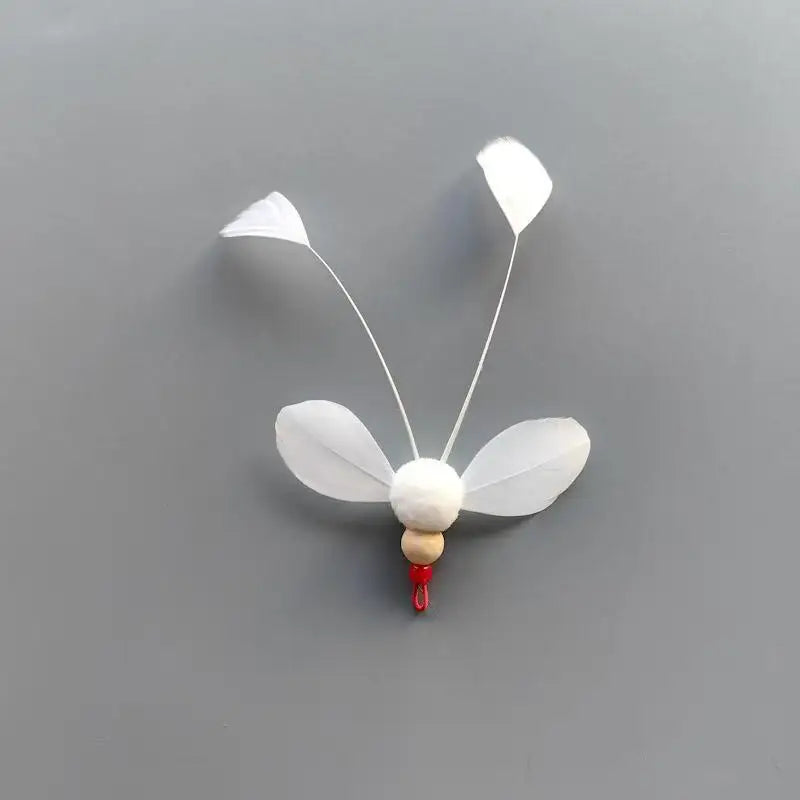 Lot de 2/4 jouets pour chat en forme d'insecte artificiel avec plumes, couleurs aléatoires, têtes de rechange pour canne à pêche, accessoires pour jouets pour animaux