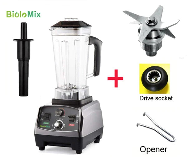 BioloMix 2200W 3HP High Power Blender with Timer Feature 2L BPA Free Jar Ideal for Smoothies Juices Food Prep and Ice Crushing