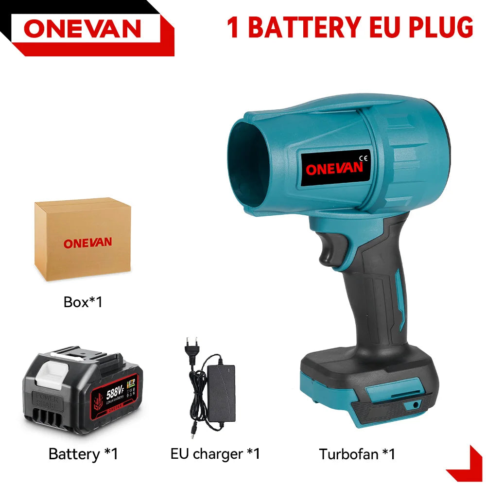 ONEVAN 200M/S Brushless Turbo Blower 2000W Handheld Cordless Electric Air Blower Dust Snow Removal Tool for 18V Battery