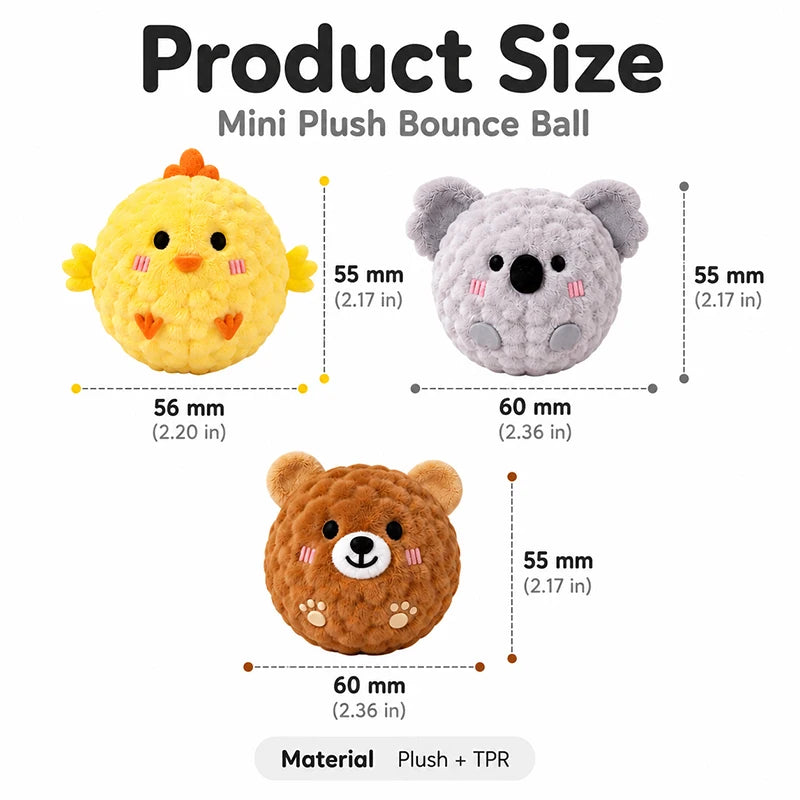 Mini Plush Bounce Ball Dog Squeaky Toy Plush TPR Chew Ball Interactive Pet Toy for Boredom Relief Dog Accessories