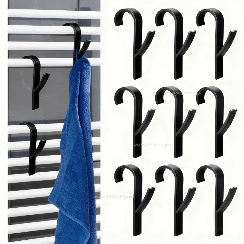 Bathroom Hanger Clips Heated Towel Radiator Rail Hook Holder Multi-Purpose Drying Rack Hook Towel Clothes Storage Racks