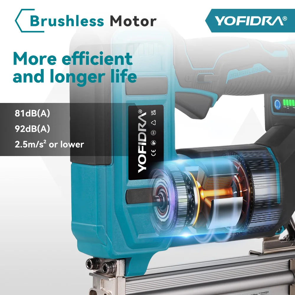 Pistolet à clous électrique sans balais YOFIDRA F30 422J 2 en 1, agrafeuse multifonction, outil électroportatif pour batterie Makita 18V