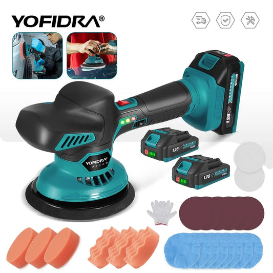 YOFIDRA 150MM Electric Car Polisher 7000RPM Auto Polishing Sanding Wax Sealing Glaze Power Tool for Makita 18V Battery Pin